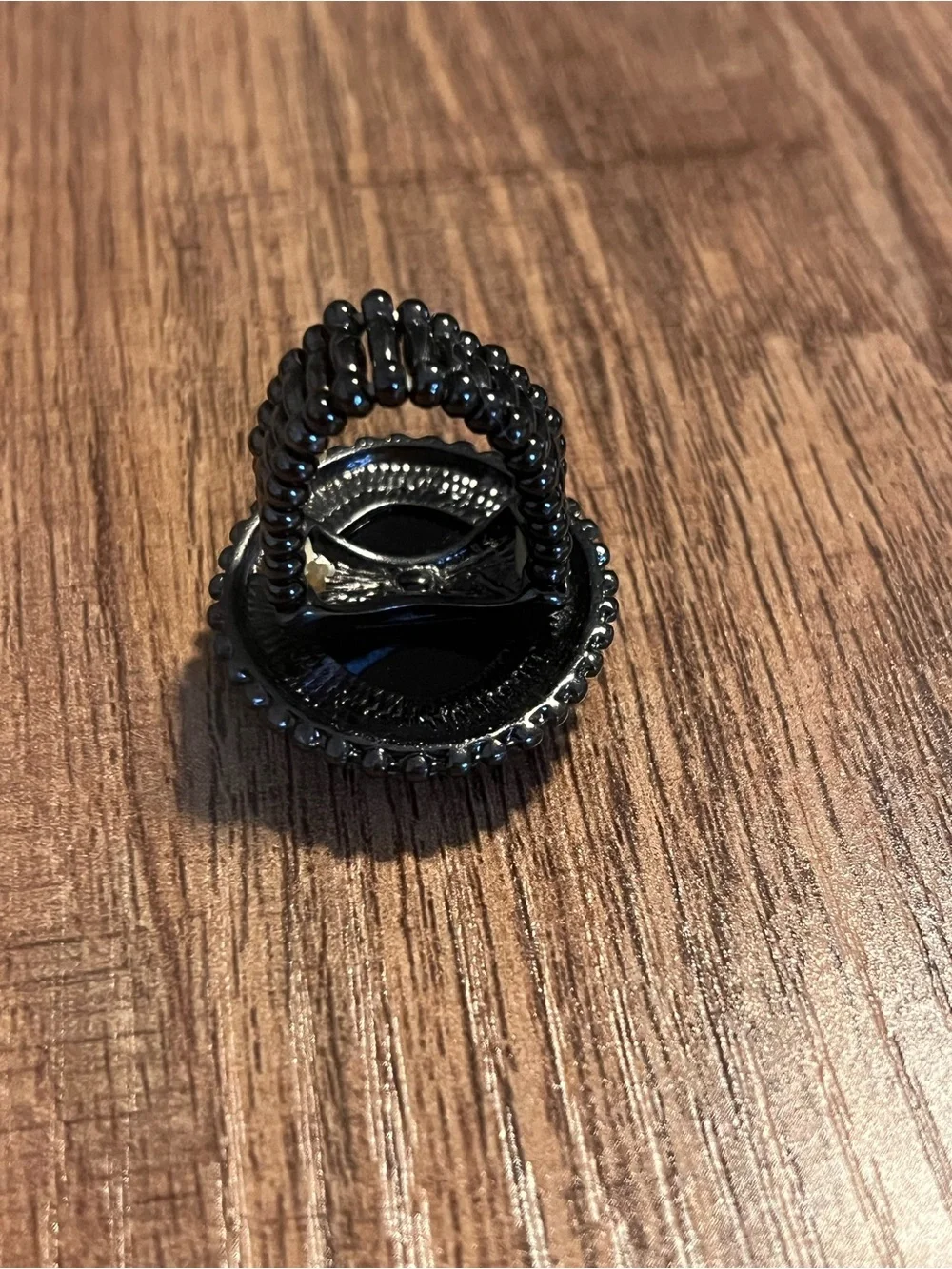 Black Crystal Halo Statement Adjustable Ring - Women Jewelry